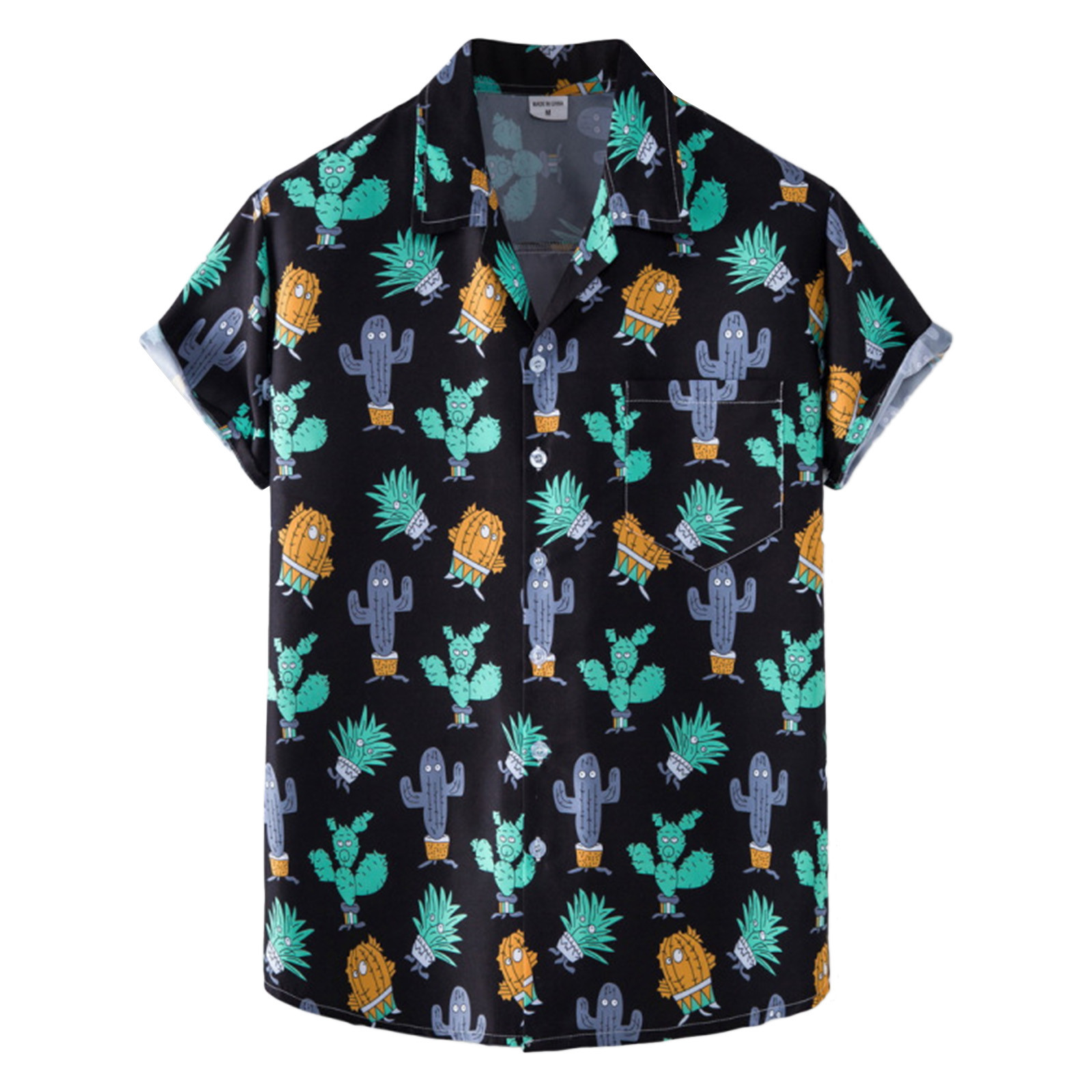 Summer Men's Shirts Mens Hawaiian Beach Short Sleeve Pocket Button Down Blouse Shirt